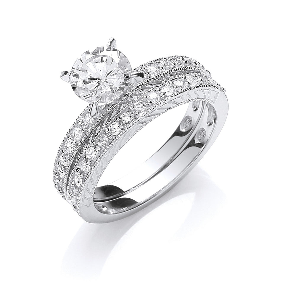 Silver Bridal Set Cubic Zirconia Rings