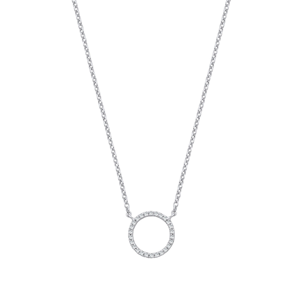 9ct White Gold 0.08ctw Necklace (chain 17")