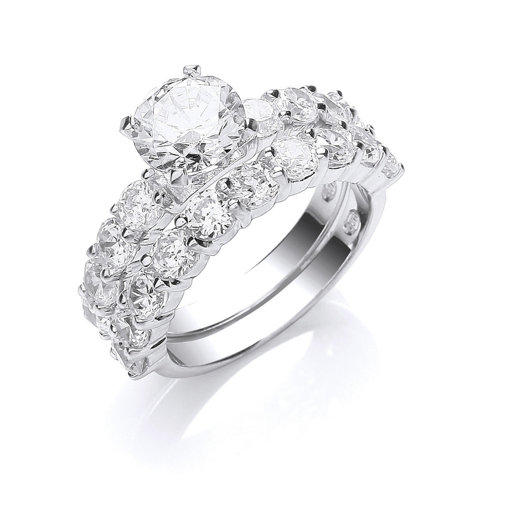 Silver Bridal Set Cubic Zirconia Rings
