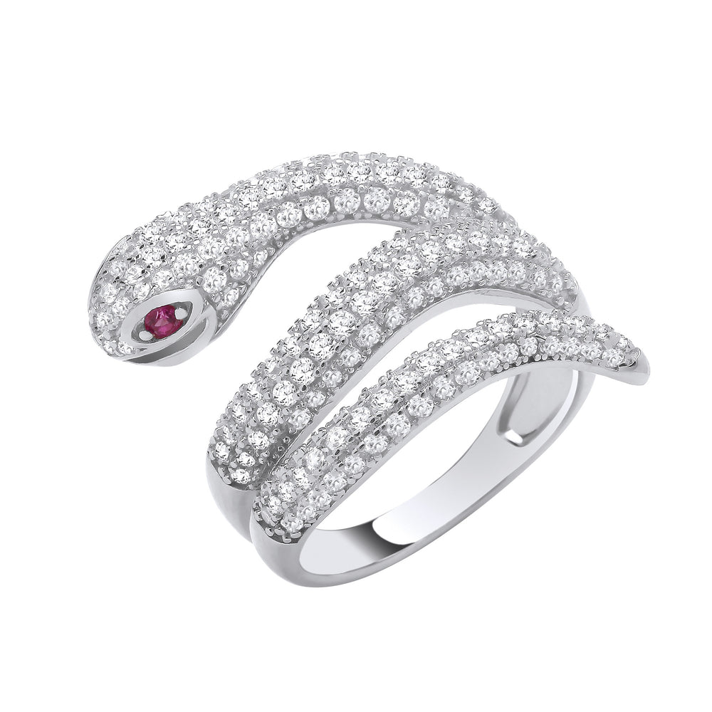 Silver Cubic Zirconia Snake Ring