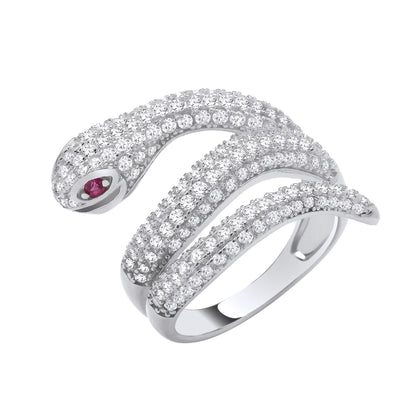 Silver Cubic Zirconia Snake Ring