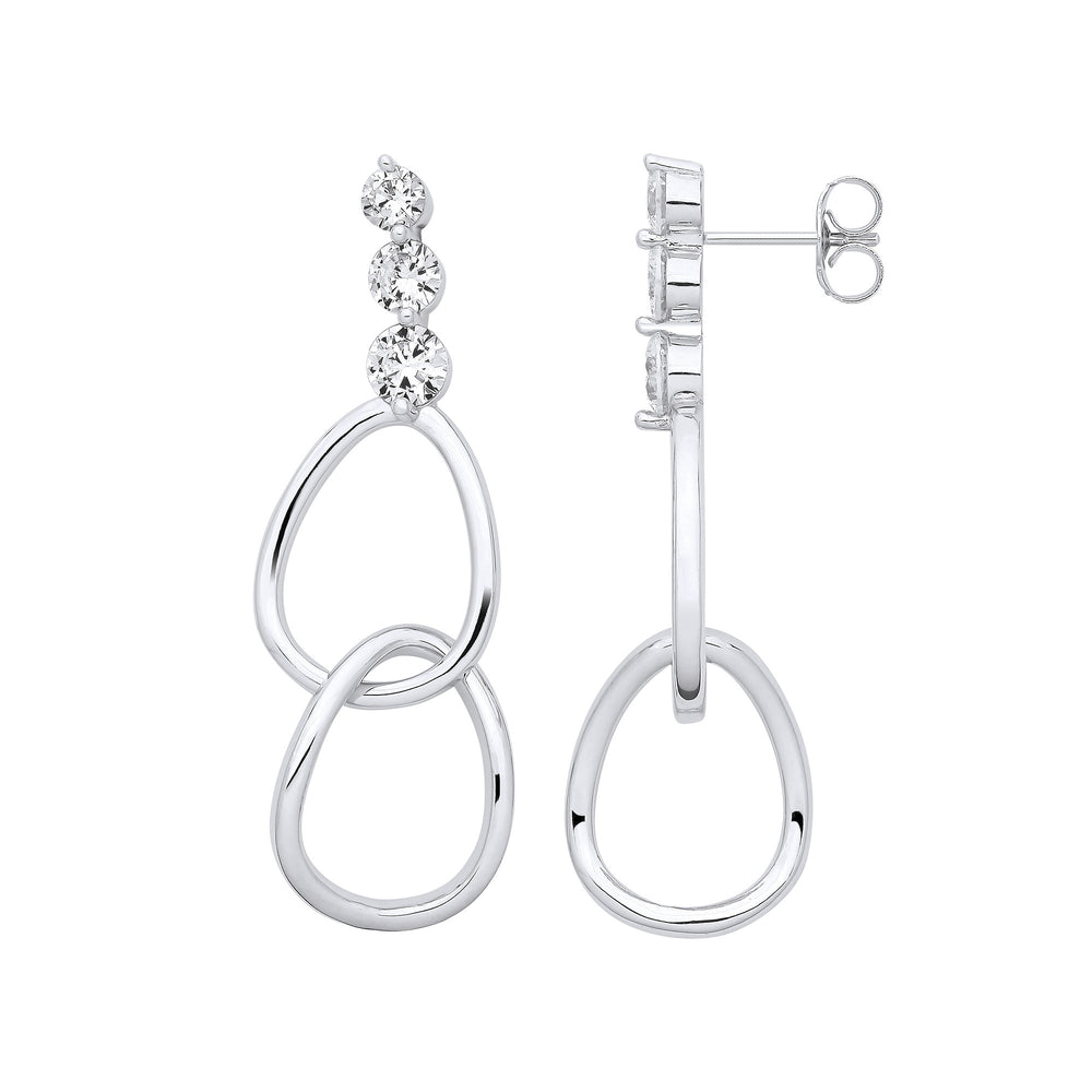 Silver Interlocked Teardrop Cubic Zirconia Earrings – product view
