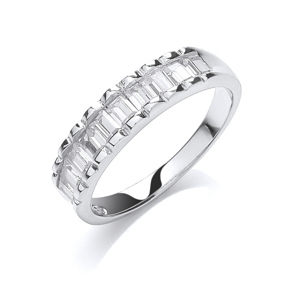 Silver 10 Baguettes Cubic Zirconia Half ET Ring – product view