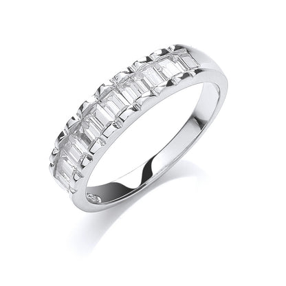 Silver 10 Baguettes Cubic Zirconia Half ET Ring – product view