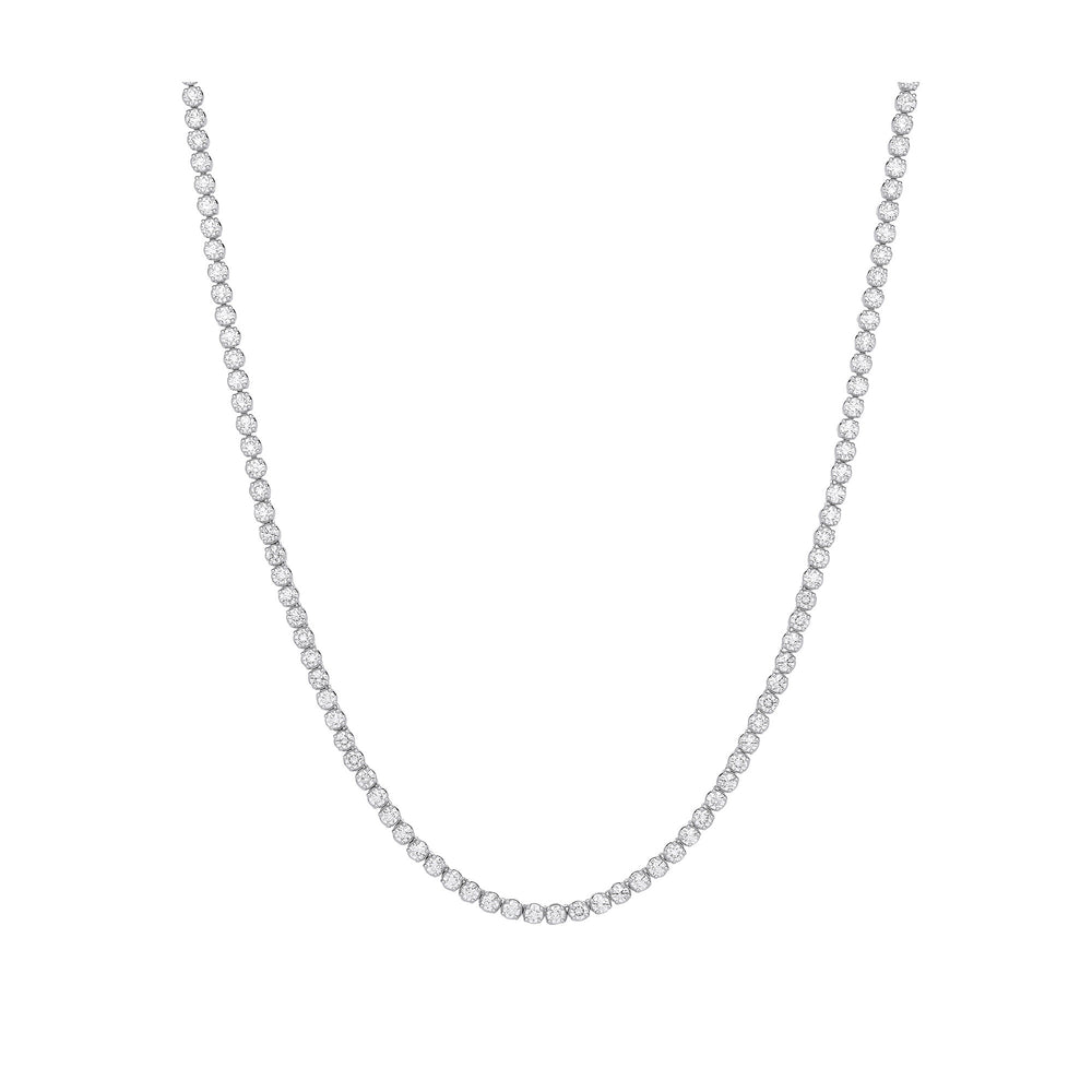 9ct White Gold 10.00ctw LAB GROWN 17" Diamond Tennis Necklace White GoldI Certified