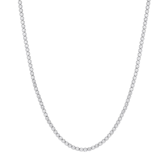 9ct White Gold 15.00ctw LAB GROWN 17" Diamond Tennis Necklace White GoldI Certified