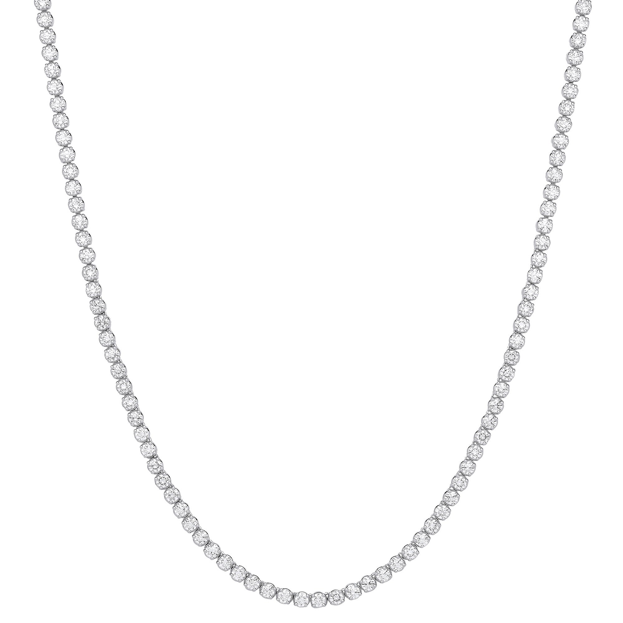 9ct White Gold 20.00ctw LAB GROWN 17" Diamond Tennis Necklace White GoldI Certified