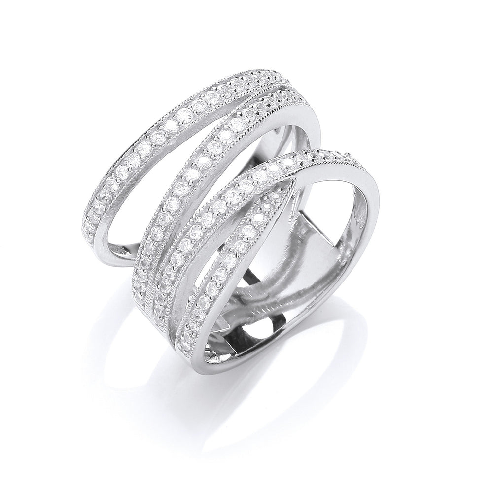 Silver Micro-Pave Multi Band Cubic Zirconia Ring – product view