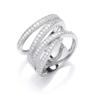 Silver Micro-Pave Multi Band Cubic Zirconia Ring – product view