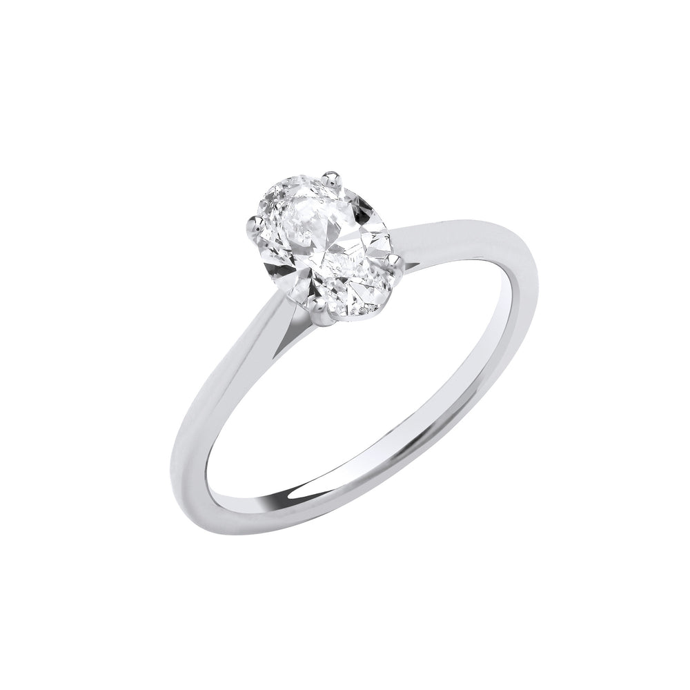 18ct White Gold 1.00ctw Oval Cut LAB GROWN Diamond Ring IGI Certified – product view
