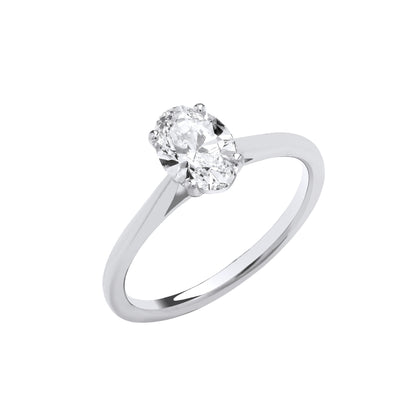 18ct White Gold 1.00ctw Oval Cut LAB GROWN Diamond Ring IGI Certified – product view