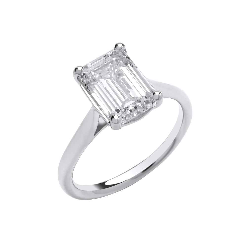 18ct White Gold 3.00ctw Emerald Cut LAB GROWN Diamond Ring IGI Certified