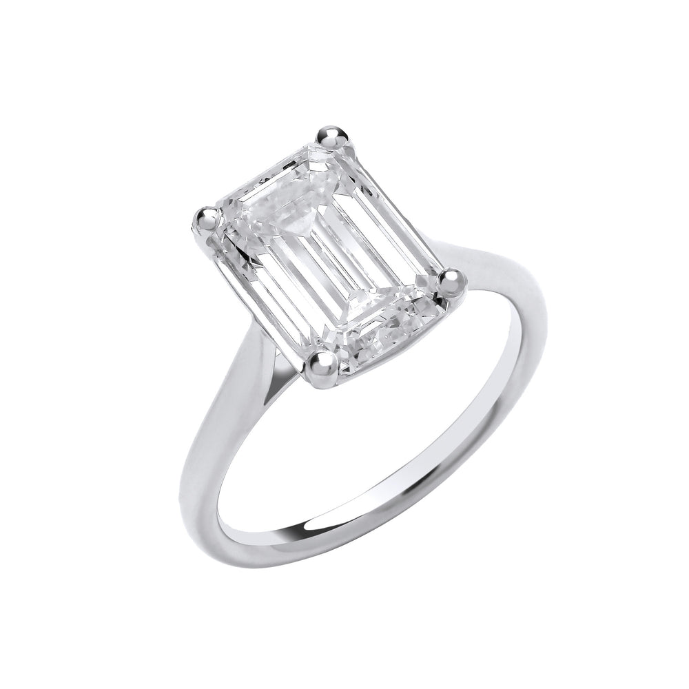 18ct White Gold 4.00ctw Emerald Cut LAB GROWN Diamond Ring IGI Certified