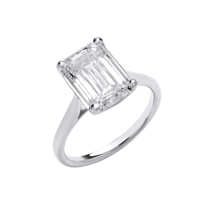 18ct White Gold 4.00ctw Emerald Cut LAB GROWN Diamond Ring IGI Certified