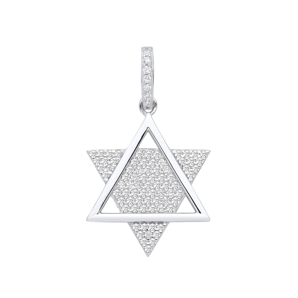 Silver Star of David Cubic Zirconia Pendant