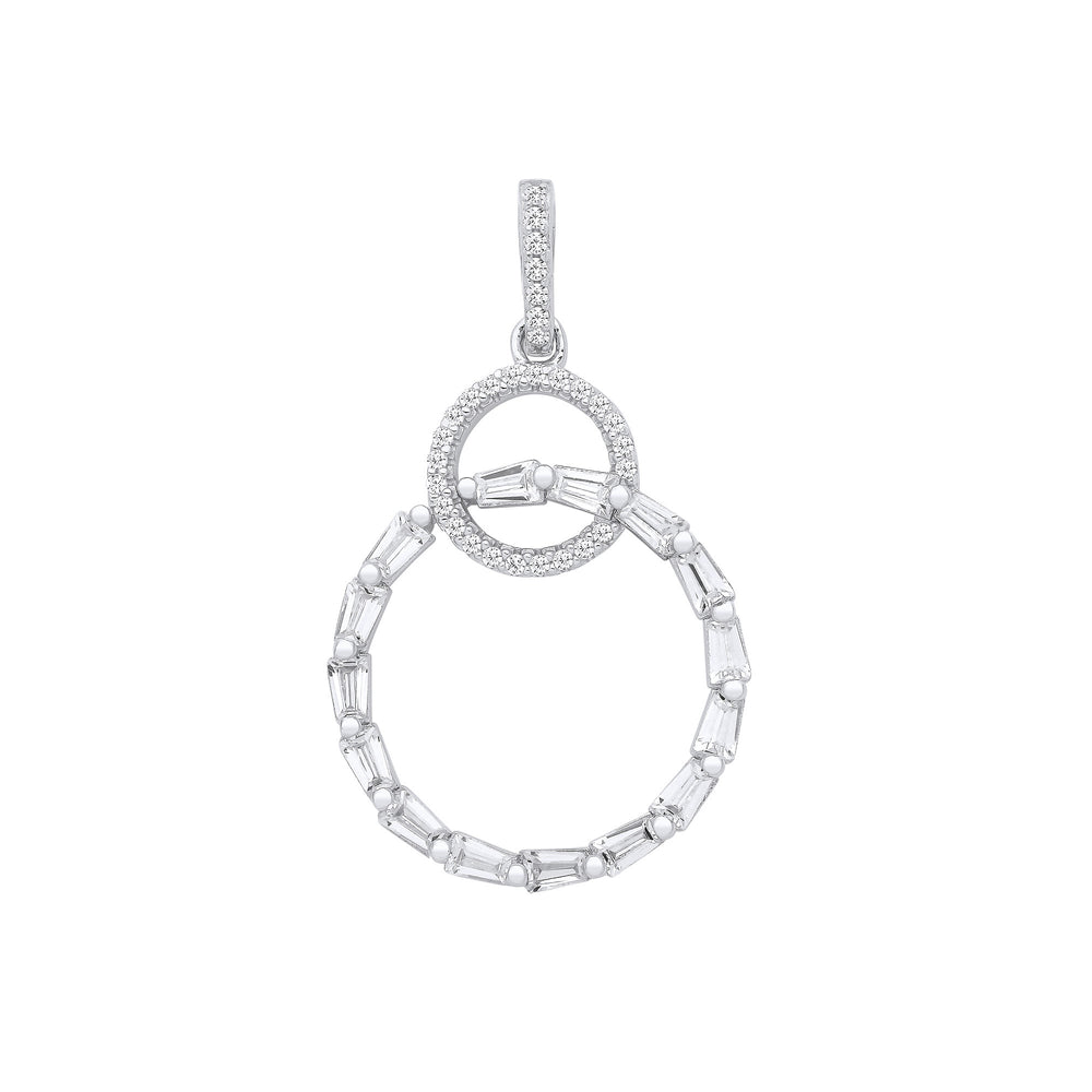 Silver Entwined Circles Drop Cubic Zirconia Pendant