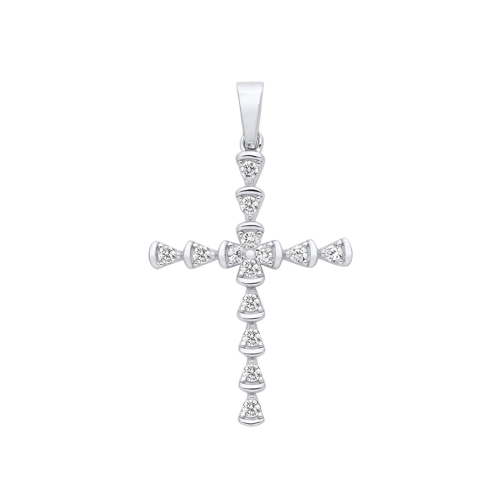 Silver Part Rub-Over Cubic Zirconia Cross