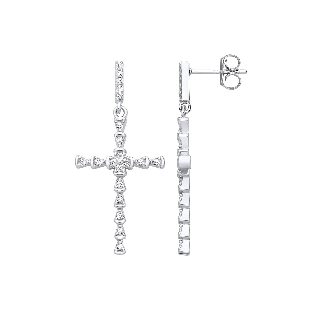 Silver Part Rub-Over Cubic Zirconia Cross