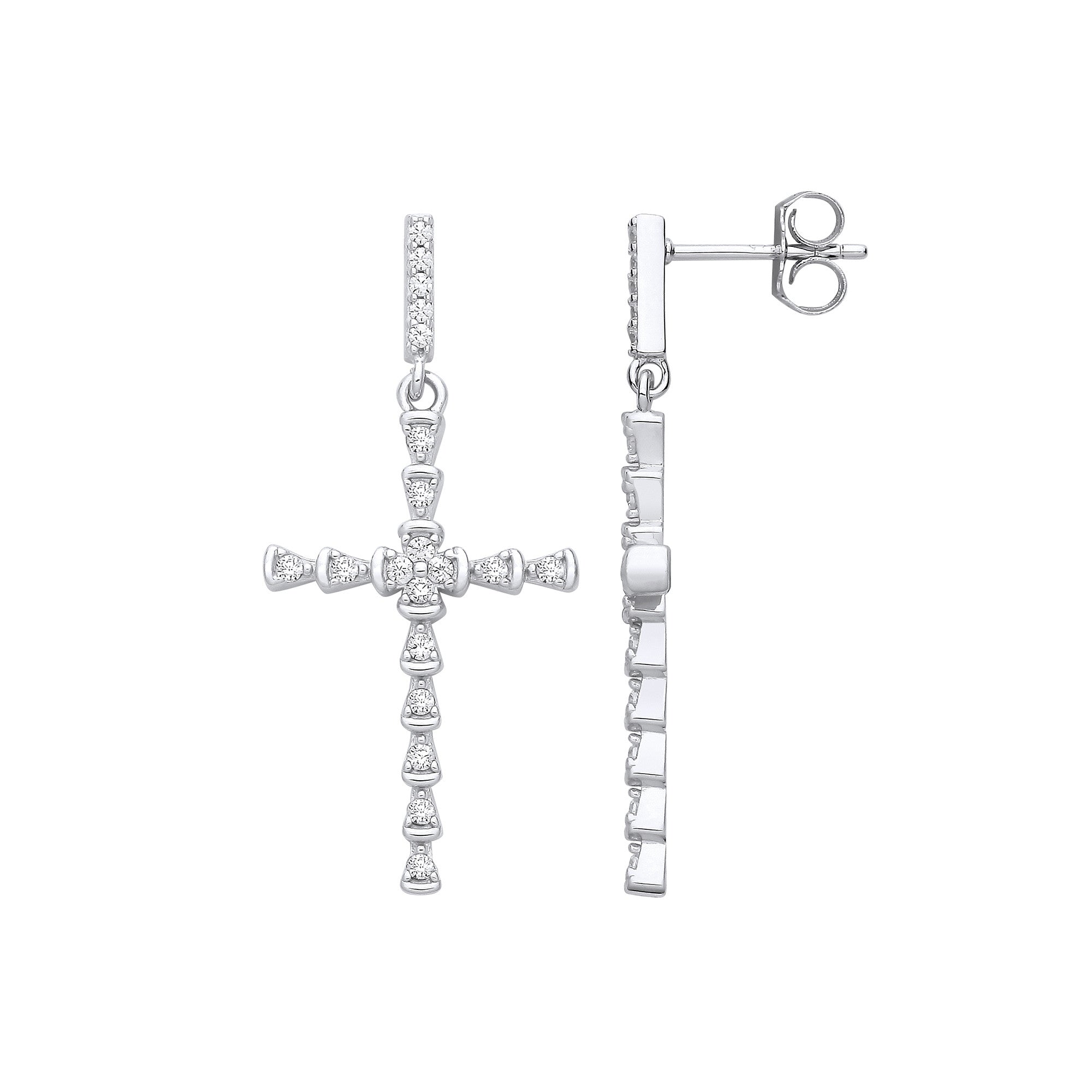 Silver Part Rub-Over Cubic Zirconia Cross
