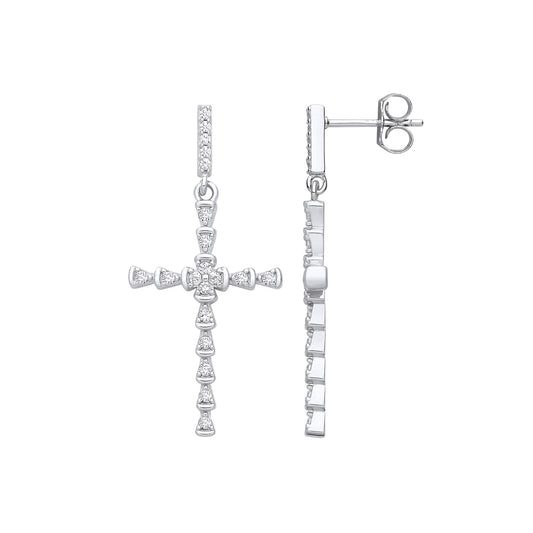 Silver Part Rub-Over Cubic Zirconia Cross