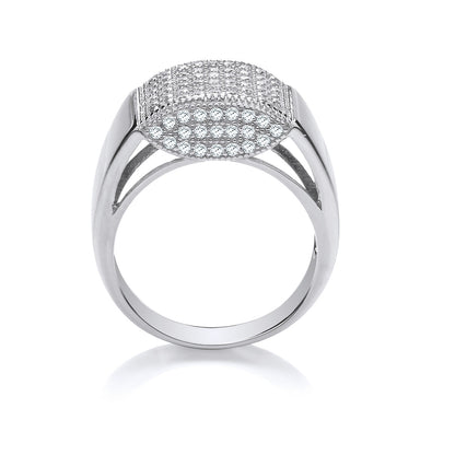 Silver Micro-Pave Cubic Zirconia Gents Ring