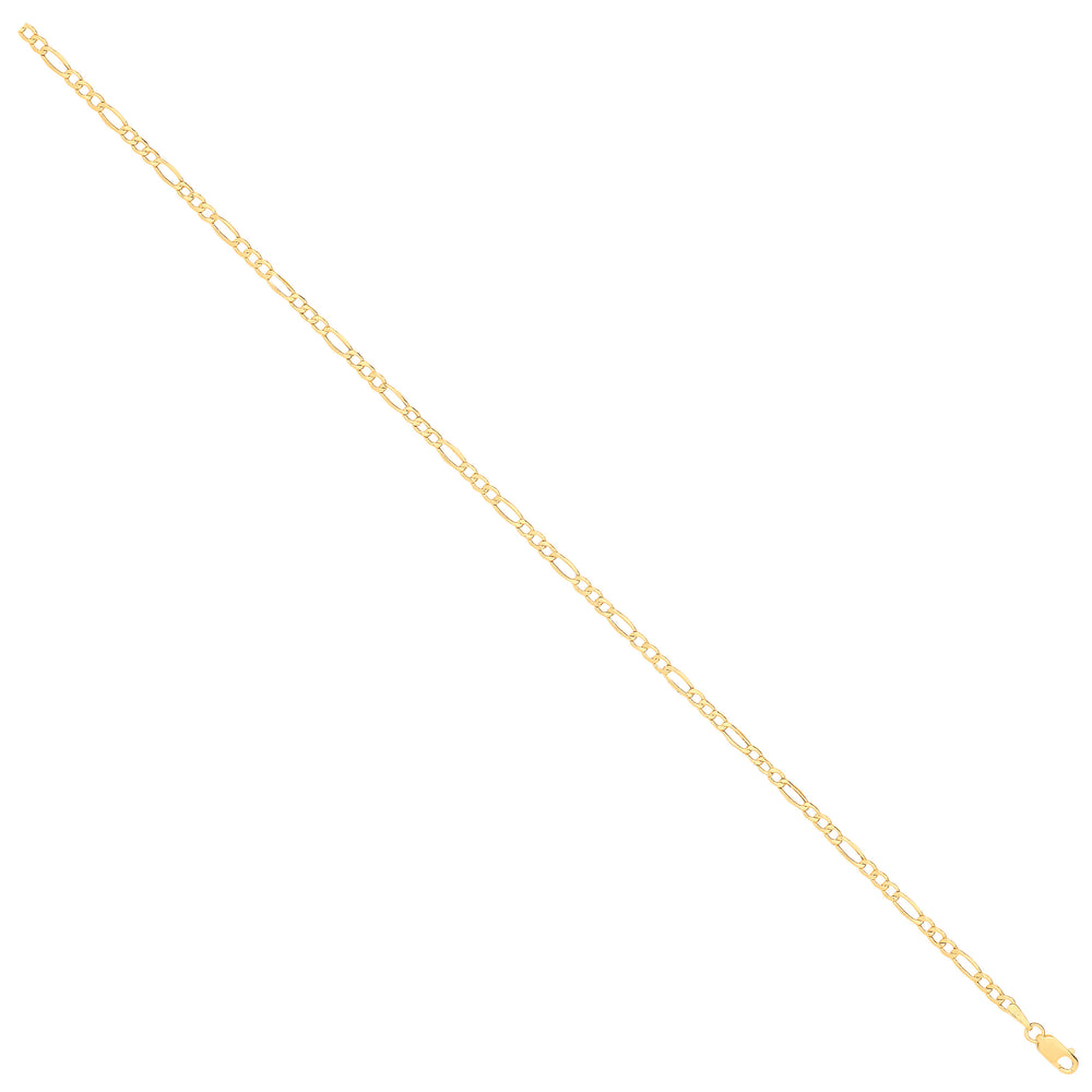 14ct Yellow Gold Hollow Beveled Figaro 2.6mm Chain – product view