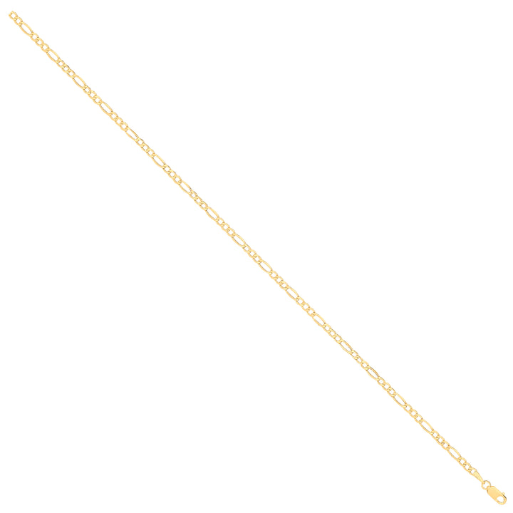 14ct Yellow Gold Hollow Beveled Figaro 2.6mm Chain