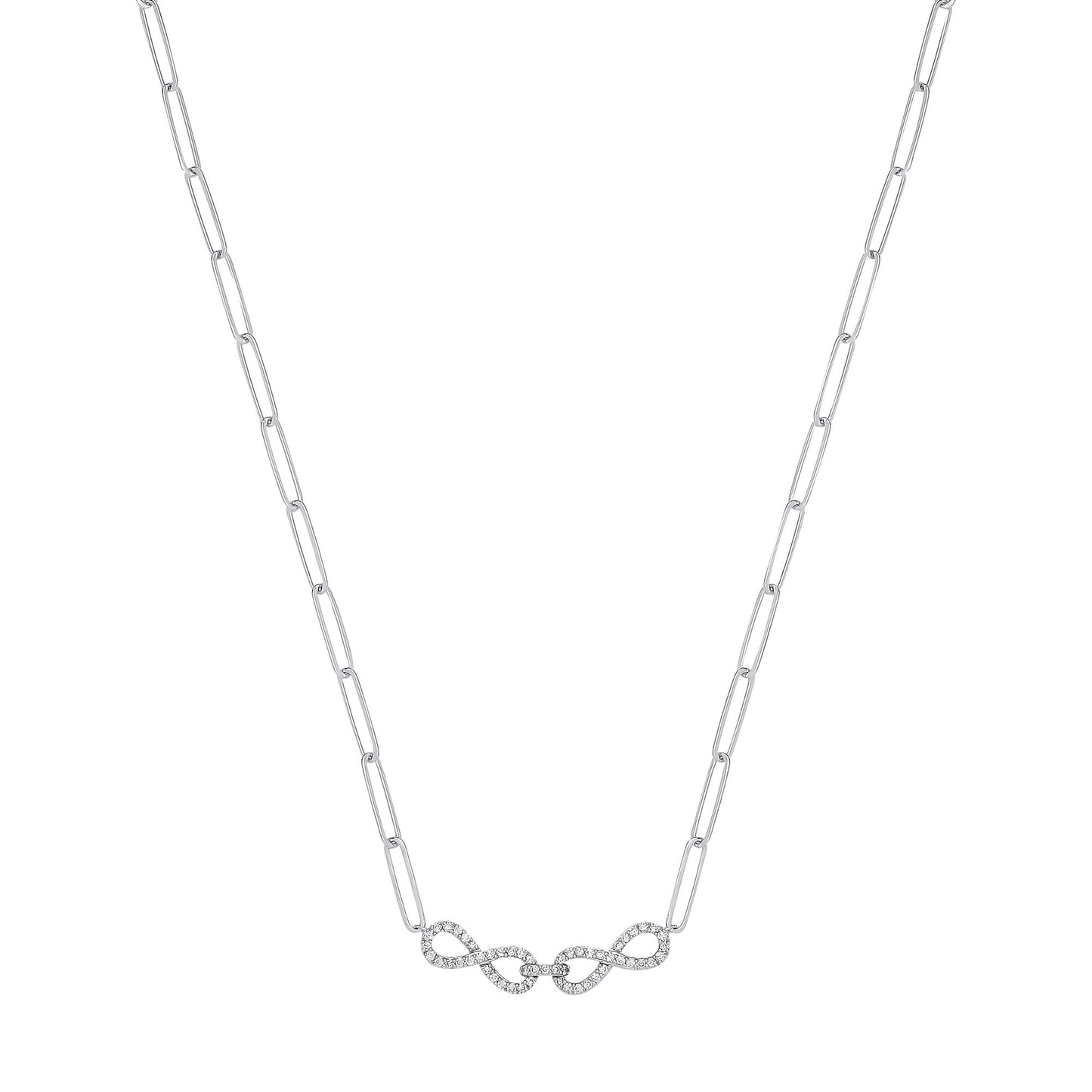 9ct White Gold 0.24ctw (Chain 17") - 9ct Gold