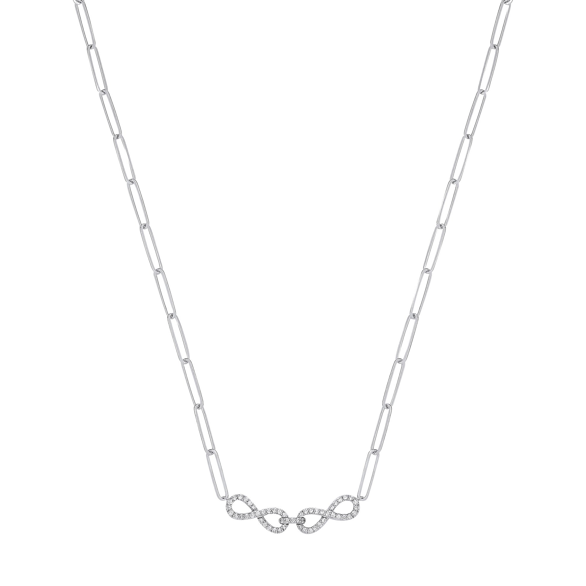 9ct White Gold 0.24ctw (Chain 17") - 9ct Gold