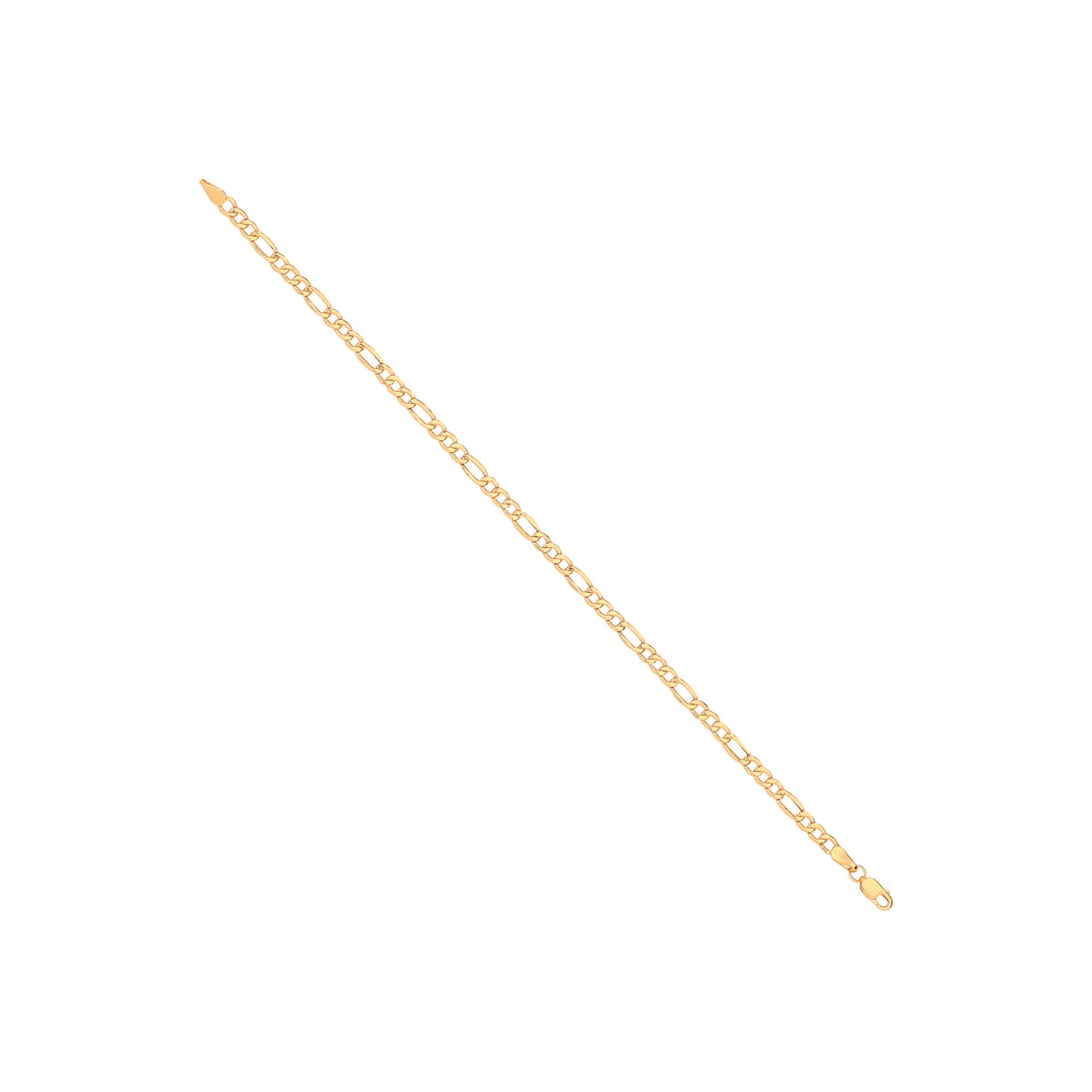 14ct Yellow Gold Hollow Beveled Figaro 3.4mm Chain