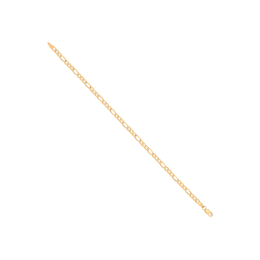 14ct Yellow Gold Hollow Beveled Figaro 3.4mm Chain