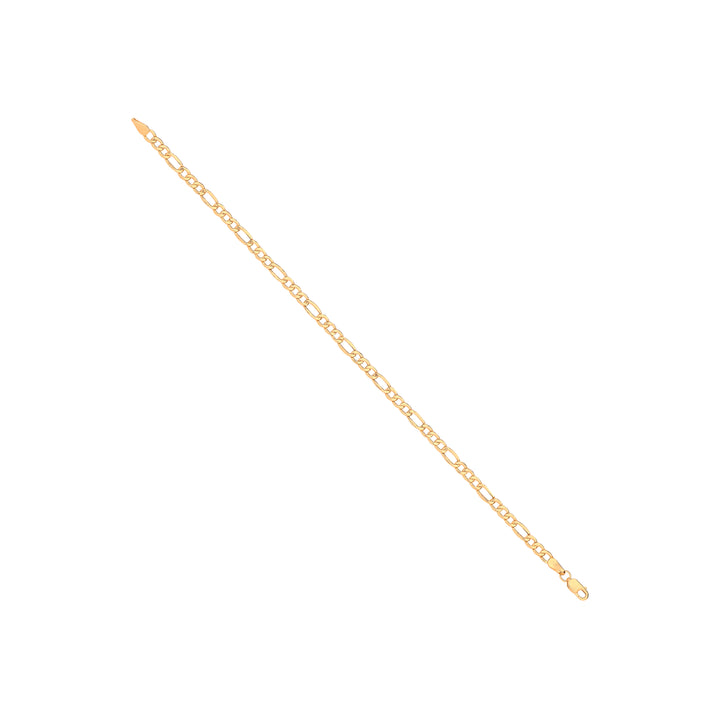 14ct Yellow Gold Hollow Beveled Figaro 3.4mm Chain