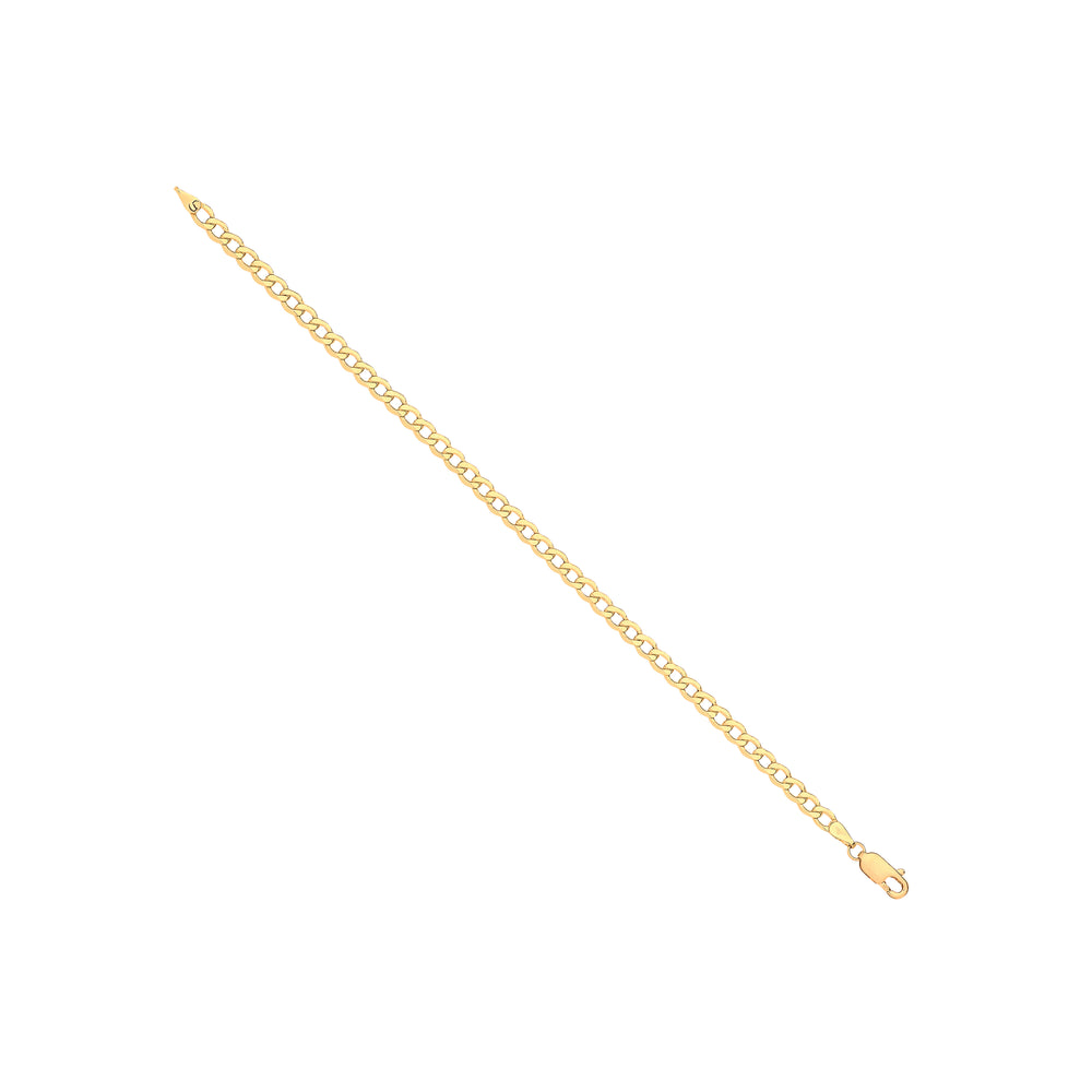 14ct Yellow Gold Hollow Beveled Curb 4.0mm Chain