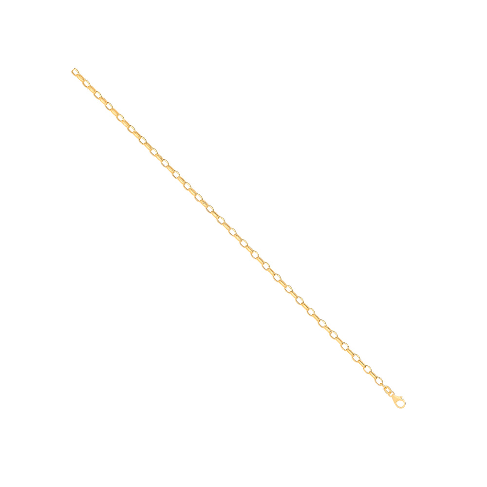 14ct Yellow Gold Hollow Oval Faceted Belcher 3.5mm Chain
