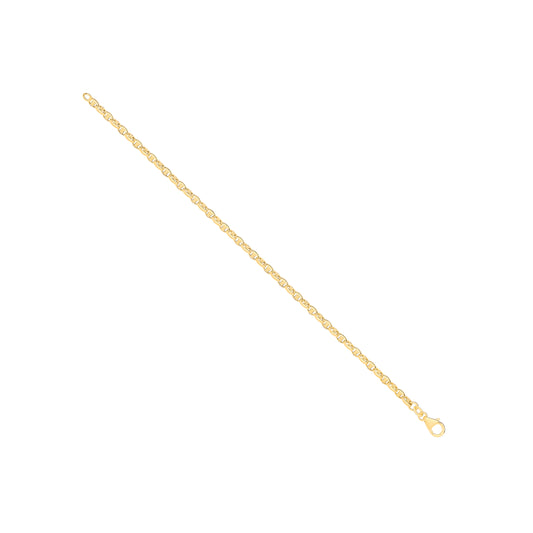 14ct Yellow Gold Hollow Oval Puff Marine 3.6mm Chain