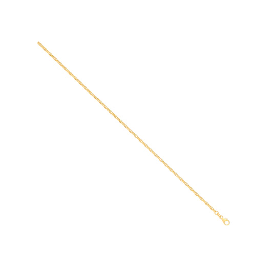14ct Yellow Gold Hollow Oval Puff Marine 2.7mm Chain