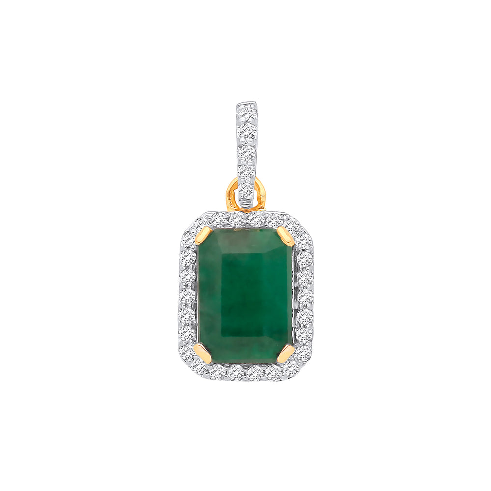 18ct Yellow Gold Diamond: 0.10ctw & Emerald 0.95ctw Pendant