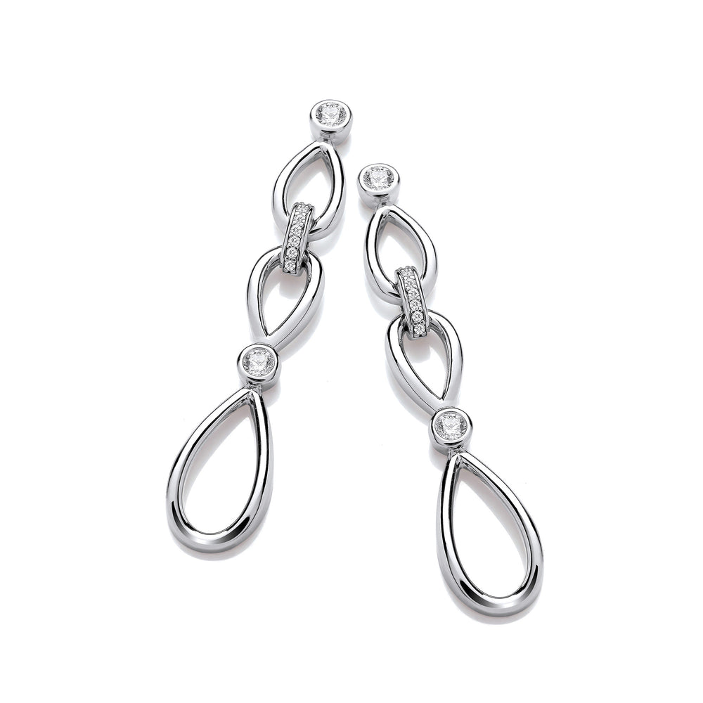 Infinity Style & Rubover Cubic Zirconia Silver Drop Earrings – product view