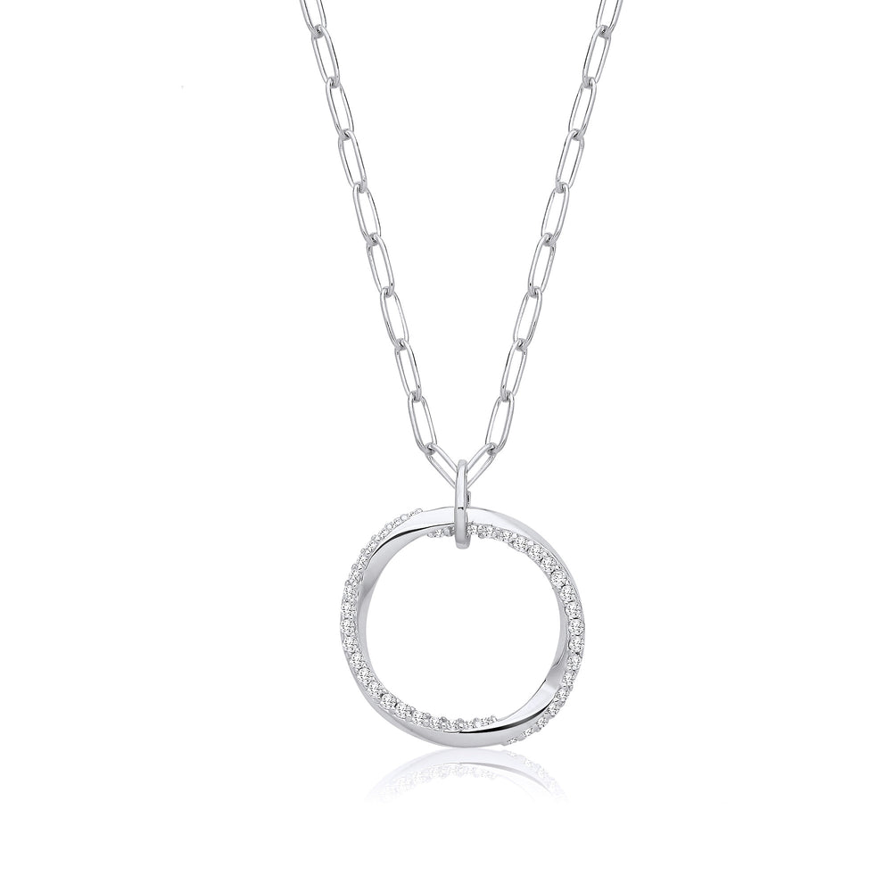 Circle of Life Cubic Zirconia Drop with Oval Belcher Necklace