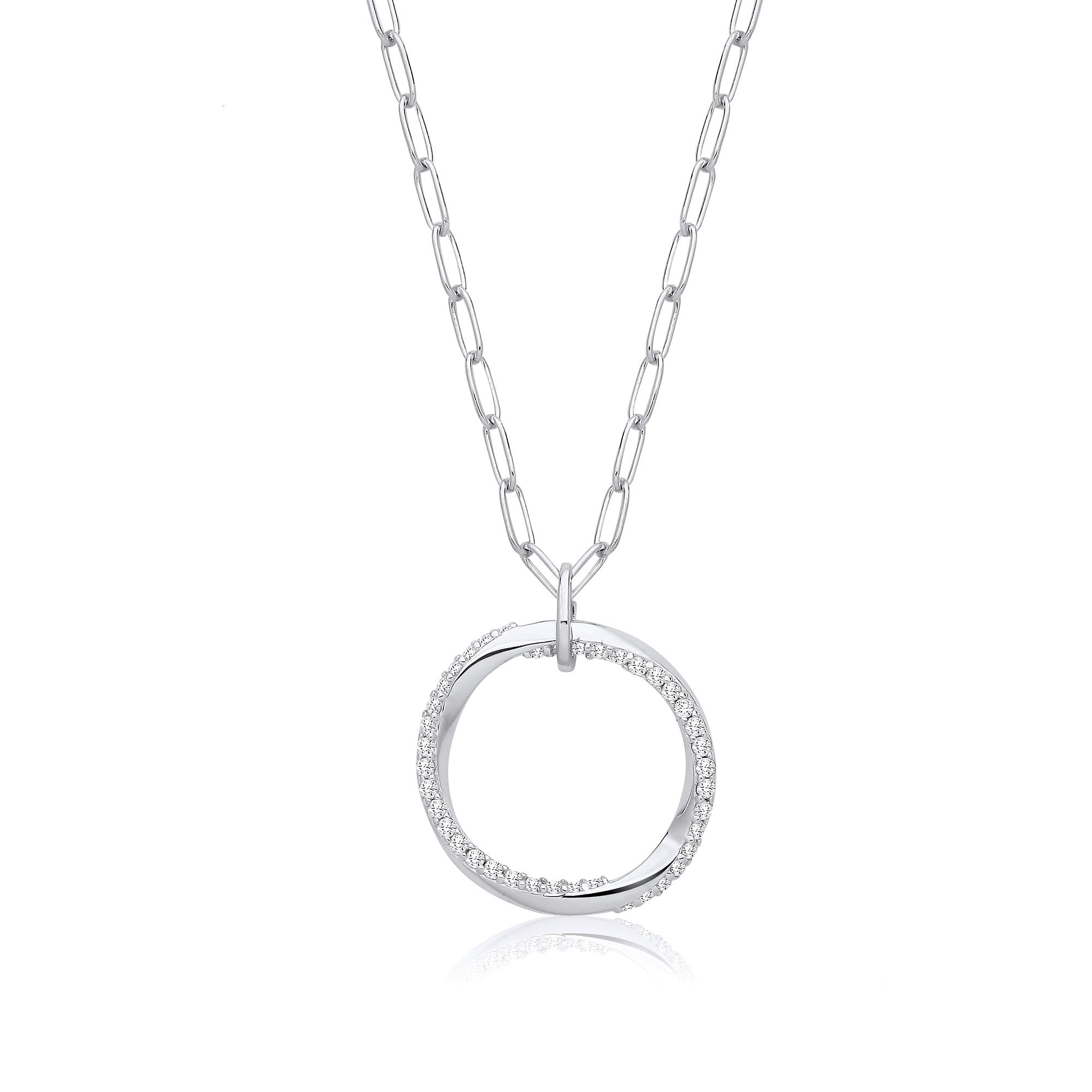 Circle of Life Cubic Zirconia Drop with Oval Belcher Necklace