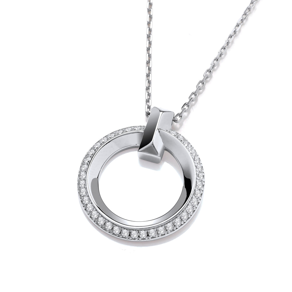 Circle of Life Cubic Zirconia Silver Pendant with Chain