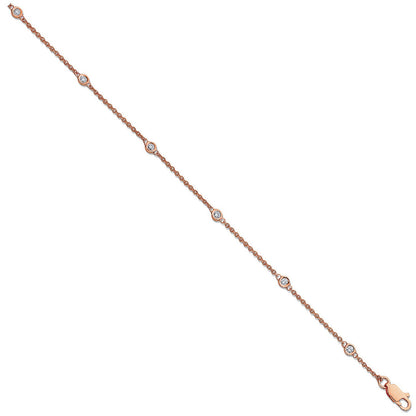 18ct Rose Gold 0.20ct Diamond by the yard Rubover Bracelet