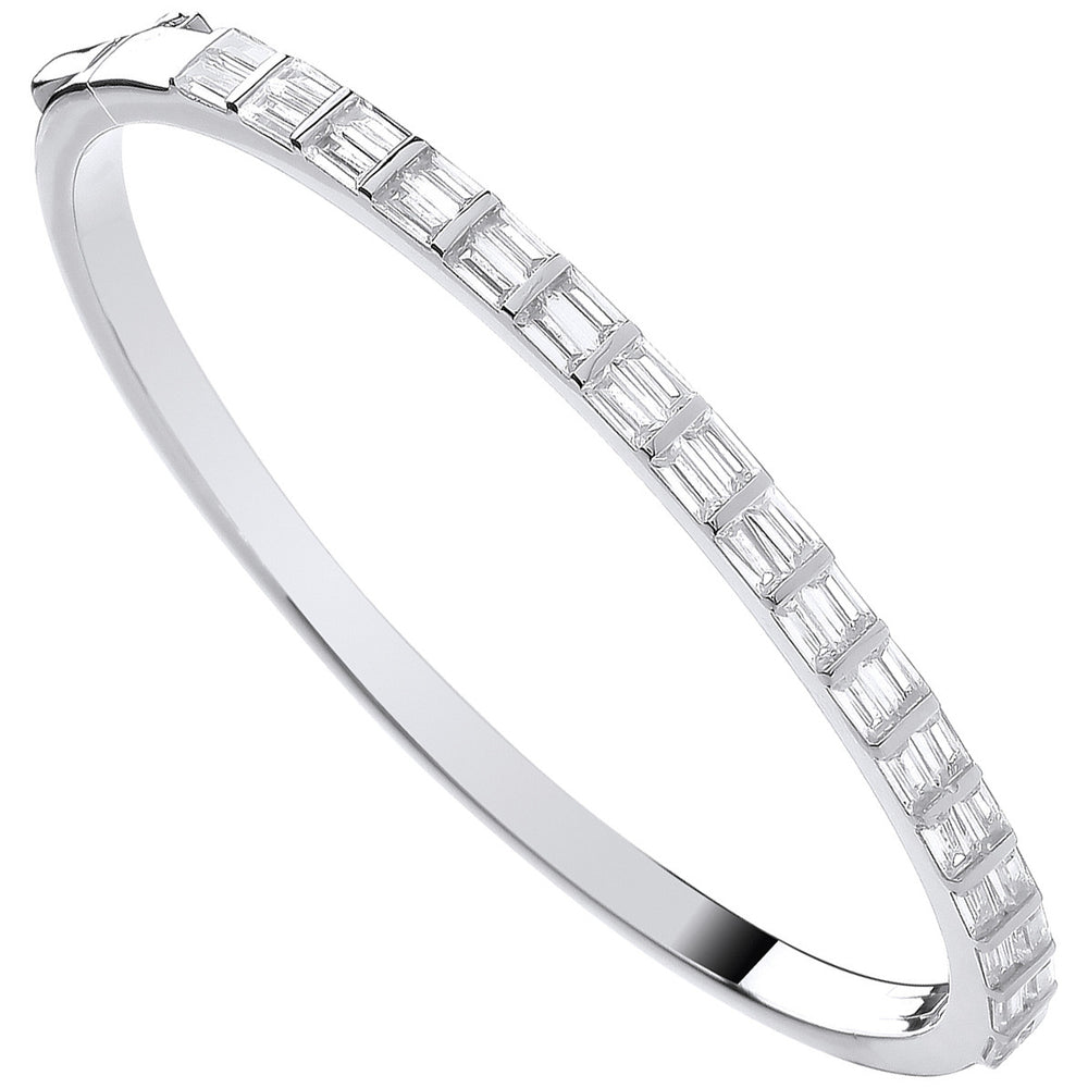 Silver Baguette Cubic Zirconias Ladies Bangle