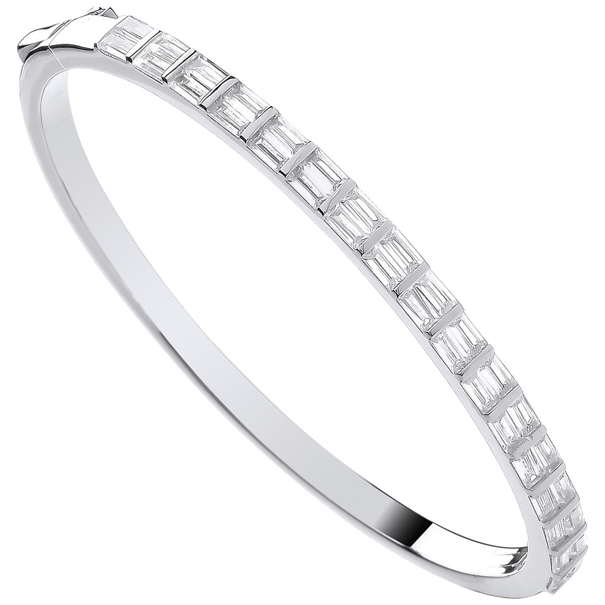 Silver Baguette Cubic Zirconias Ladies Bangle