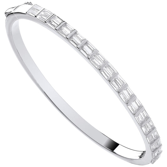 Silver Baguette Cubic Zirconias Ladies Bangle