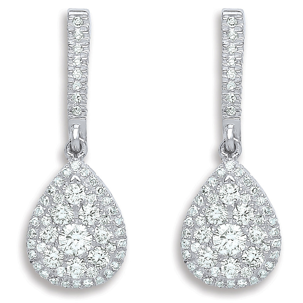 18ct White Gold 0.75ct Diamond Drop Earrings