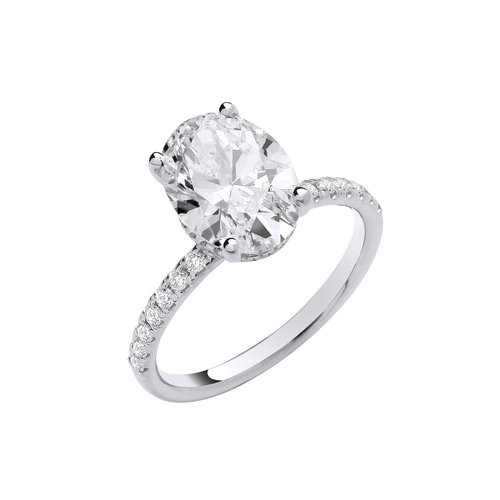 18ct White Gold 3.28ctw Oval LAB GROWN Hidden Halo Diamond Ring IGI Certified