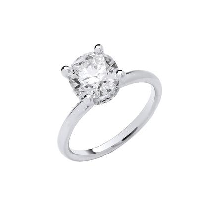 18ct White Gold 2.07ctw Solitaire LAB GROWN Hidden Halo Diamond Ring IGI Certified