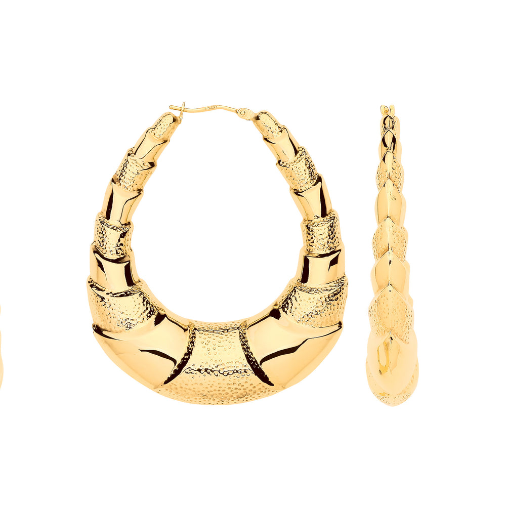 Yellow Gold Fancy Oval Design Large Creoles – product view