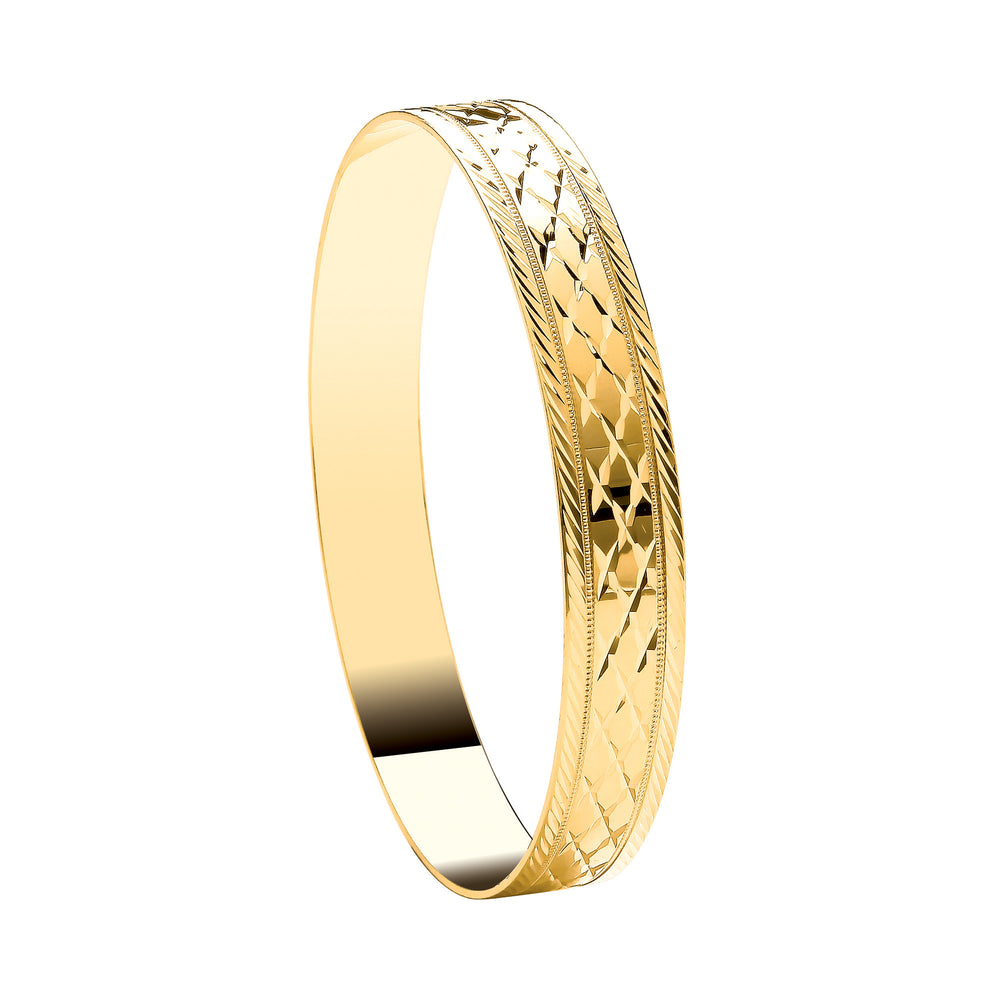 Yellow Gold 10mm D/C Slave Wide Bangle – product view